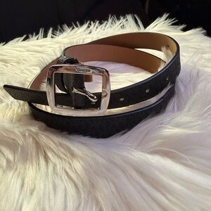 Michael Michael Kors black on black logo leather belt Sz M